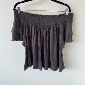 Free People off the shoulder dark gray top
